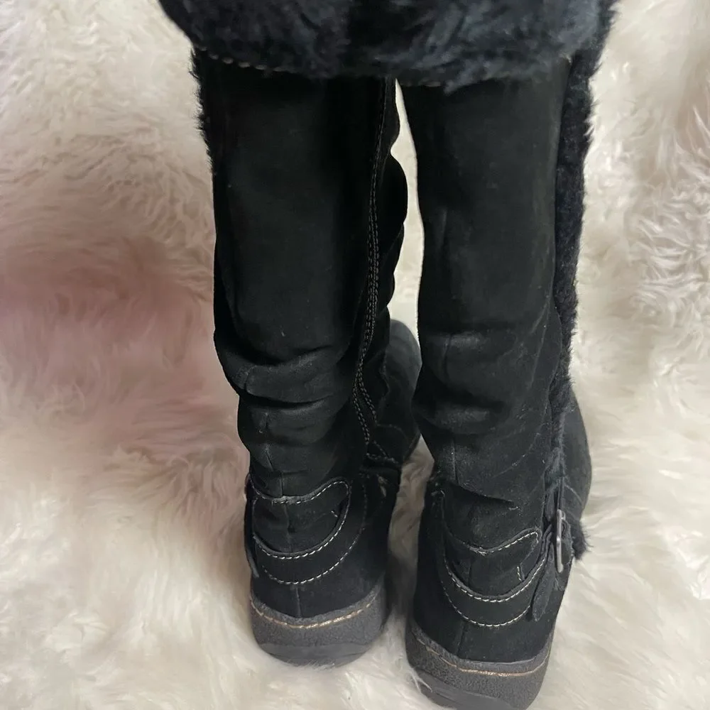 Bare traps Emalyn leather suede Black mid calf boots.Faux fur lining  SZ11M 9M
